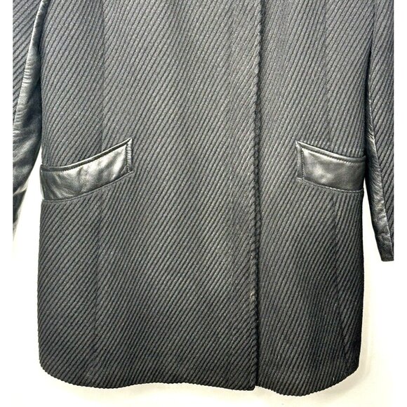 Danier Womens Wool Italian Leather Coat Ribbed Asymmetrical Button Up Lined S - Picture 4 of 16